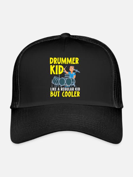 Drummer Musical Instrument Musician Drum Player - Trucker Cap - black/black - Front