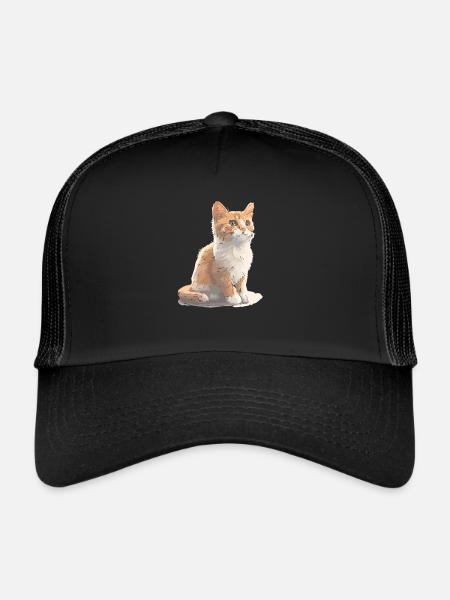 Cat cute cat drawing - Trucker Cap - black/black - Front