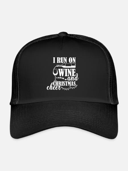 I love wine and Christmas spirit - Xmas - Trucker Cap - black/black - Front
