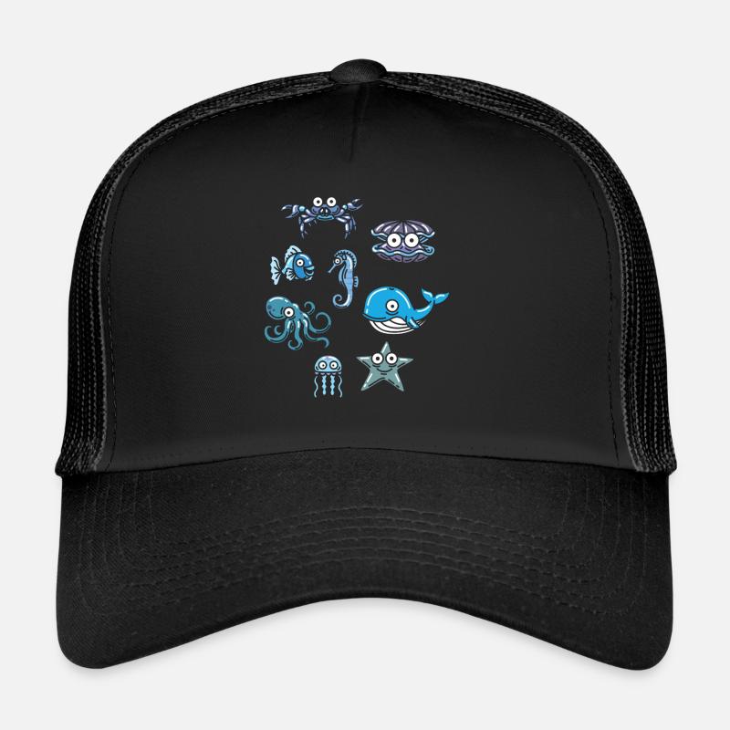 Wassertier Ozean Leben Meerestier - Trucker Cap - Schwarz/Schwarz
