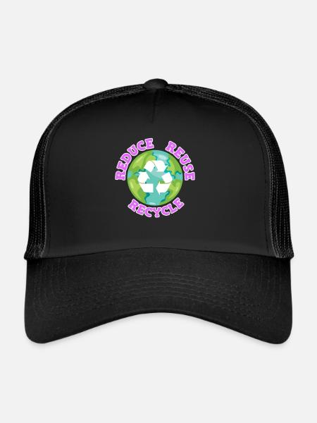 Reduce Recycle Environmental Love Environmental Protection - Trucker Cap - black/black - Front
