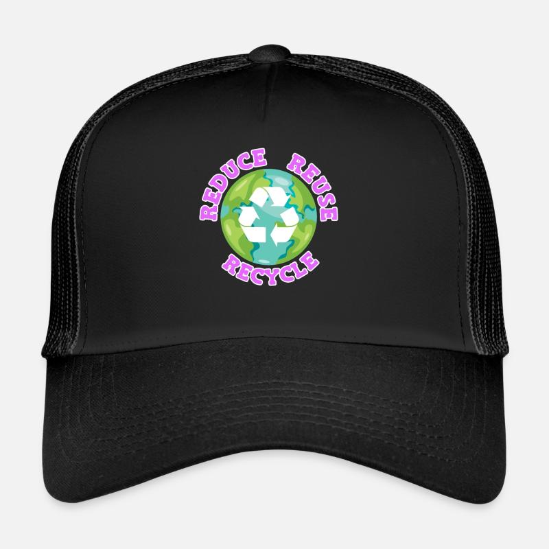 Réduire le recyclage Amour de l’environnement Protection de l’environnement - Casquette trucker  - noir/noir
