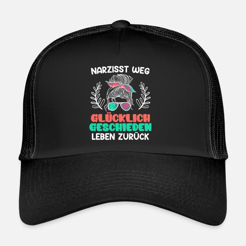 Narzisst weg Scheidungsparty Glücklich geschieden - Trucker Cap - Schwarz/Schwarz