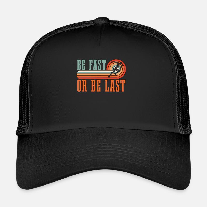 Track And Field Be Fast Or Be Last Retro Triathlon Trucker Cap