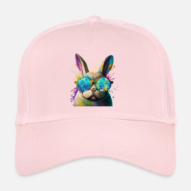 Bunny Face Cool lapin de Pâques avec lunettes Casquette trucker 