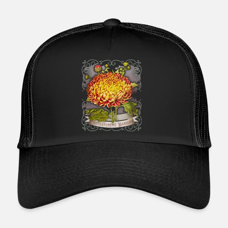 Vintage chrysanthemum botanical illustration Trucker Cap