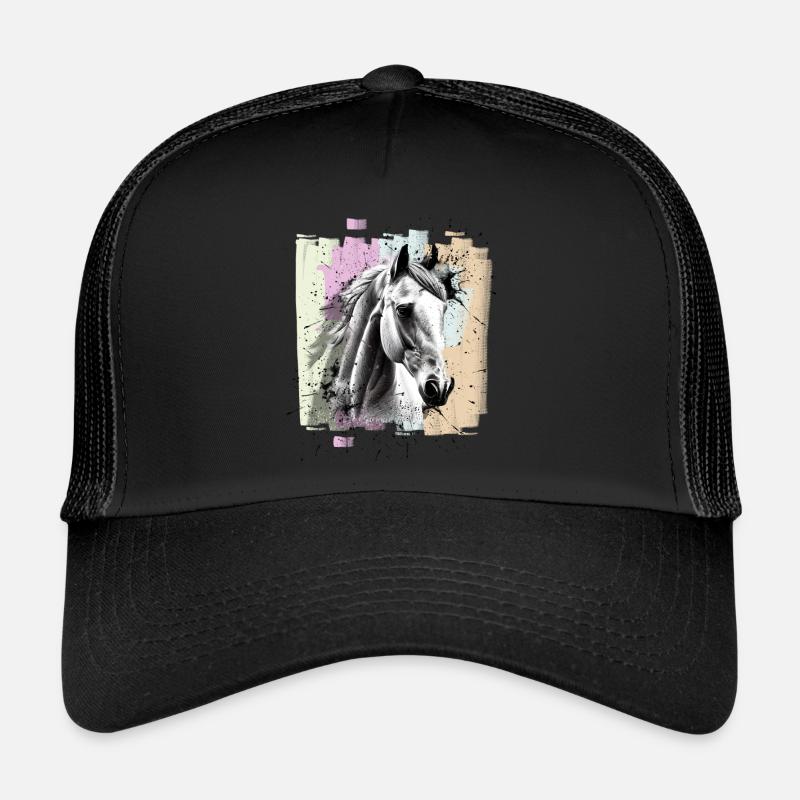 Pferd - Trucker Cap - Schwarz/Schwarz