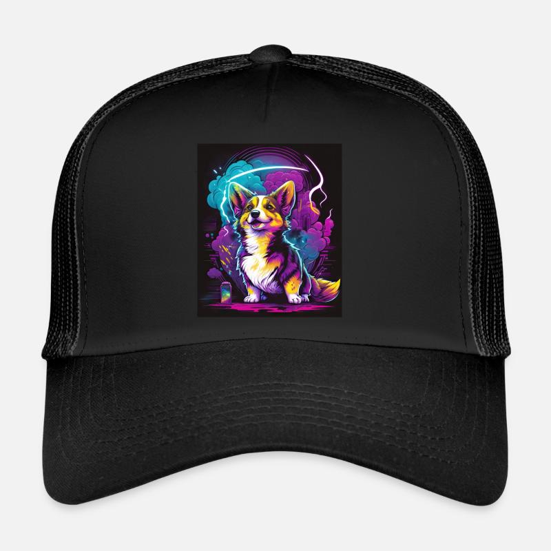 Synthwave Corgi - Retro Futuristic Pet Art Trucker Cap