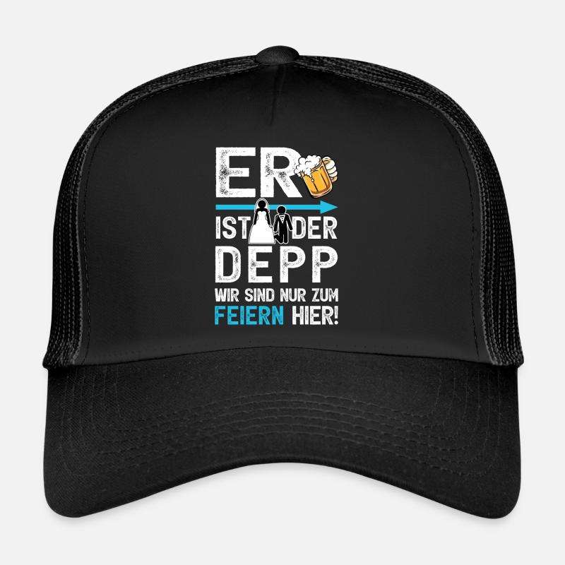 JGA Männer T-Shirt Junggesellenabschied Poltern - Trucker Cap - Schwarz/Schwarz