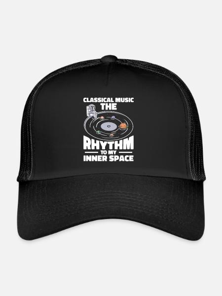 Astronaute spatial Musique classique Astronomie - Casquette trucker  - noir/noir - Devant