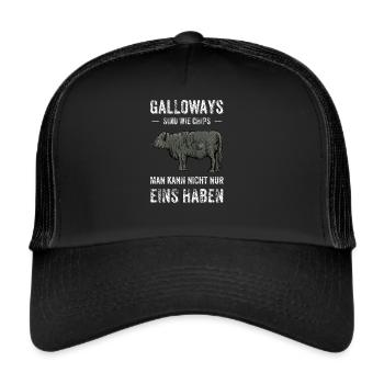 Galloway Rind I Schottland Rinderzucht für - Trucker Cap - Schwarz/Schwarz - Vorne