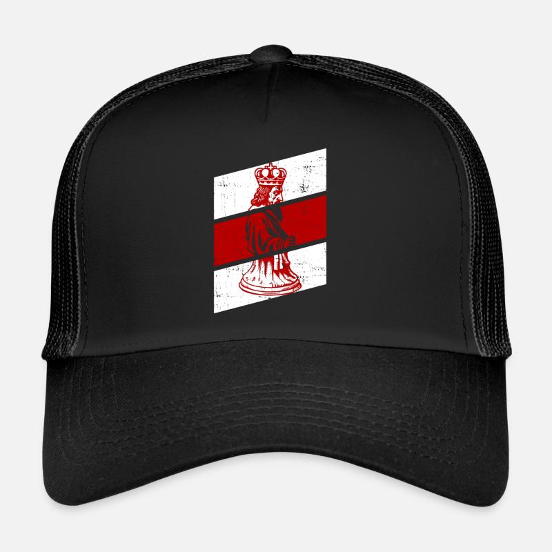 Schachbrett mit Jesus als König Schachfigur - - Trucker Cap - Schwarz/Schwarz