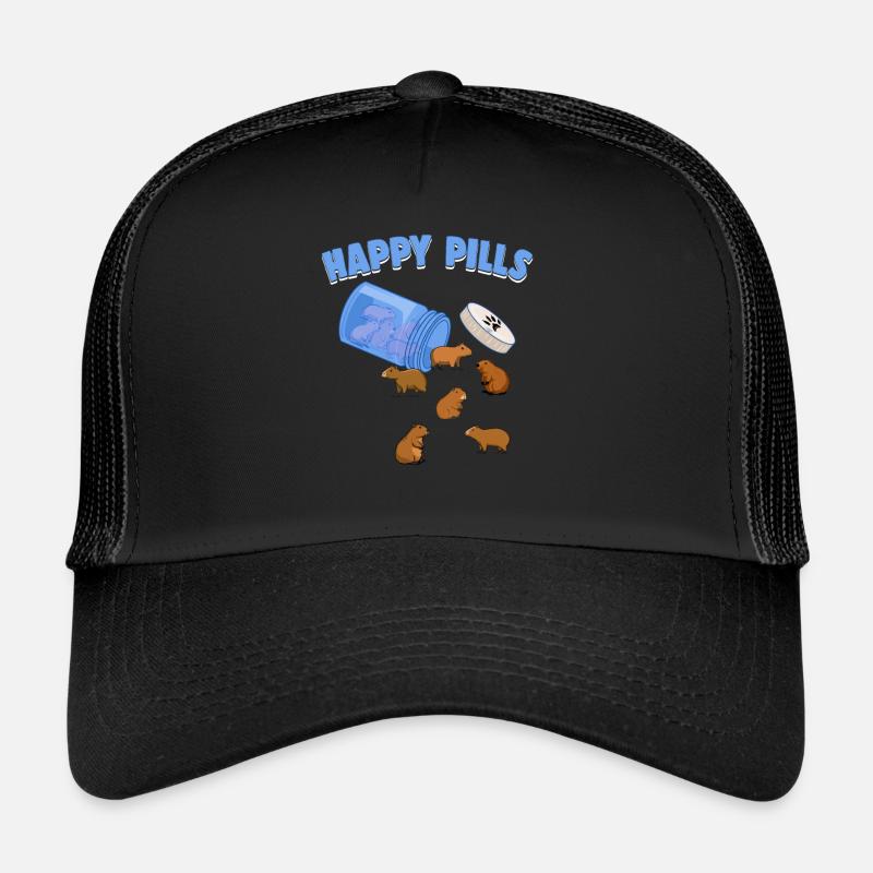 Pilules heureuses Capibara Drôle Capybaras Amant Humour Casquette trucker 