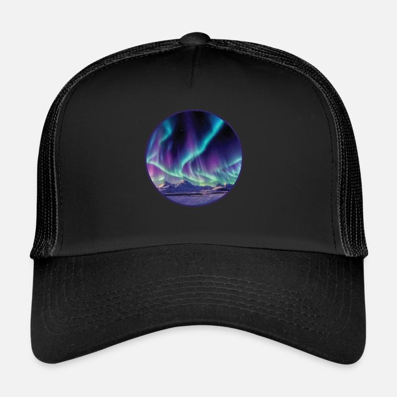Nordlichter Polarlicht Aurora Borealis - Trucker Cap - Schwarz/Schwarz