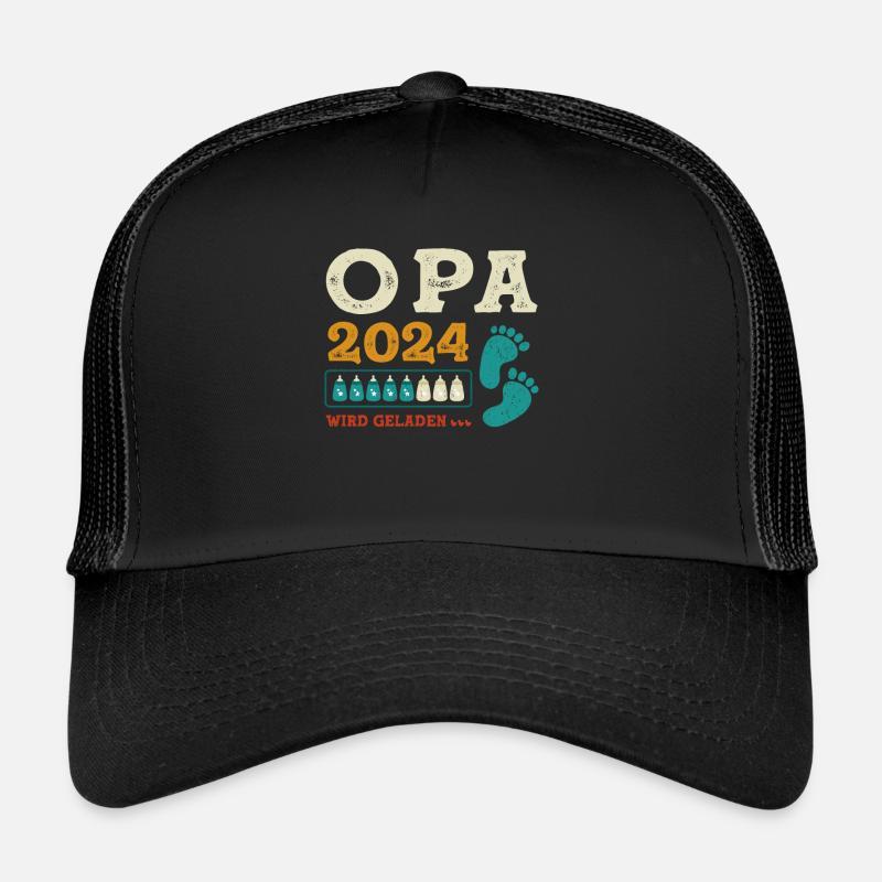 Werdender Opa 2024 Schwangerschaft Verkünden - Trucker Cap - Schwarz/Schwarz
