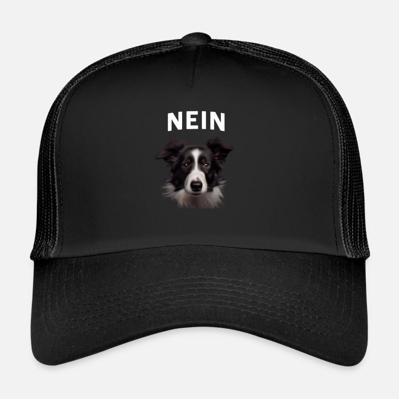 Statement Border Collie, Nö Fun, Einfach Nö, Nein - Trucker Cap - Schwarz/Schwarz