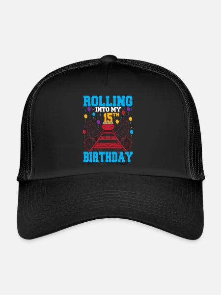 Roulement dans mon 15e anniversaire Rouleau de parc d’attractions - Casquette trucker  - noir/noir - Devant