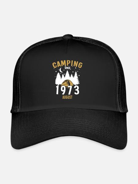 Anniversaire: Camping depuis août 1973 Camping - Casquette trucker  - noir/noir - Devant