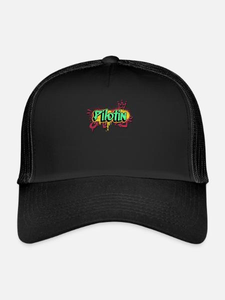 Flugzeug Graffiti-Art Pilotin - Trucker Cap - Schwarz/Schwarz