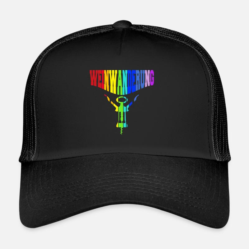 regenbogenfarben bunter Korkenzieher Weinwanderung Trucker Cap