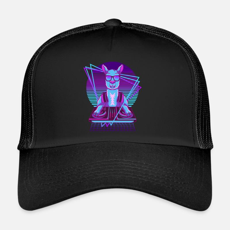 Vaporwave Llama DJ Pult Llama Casquette trucker 