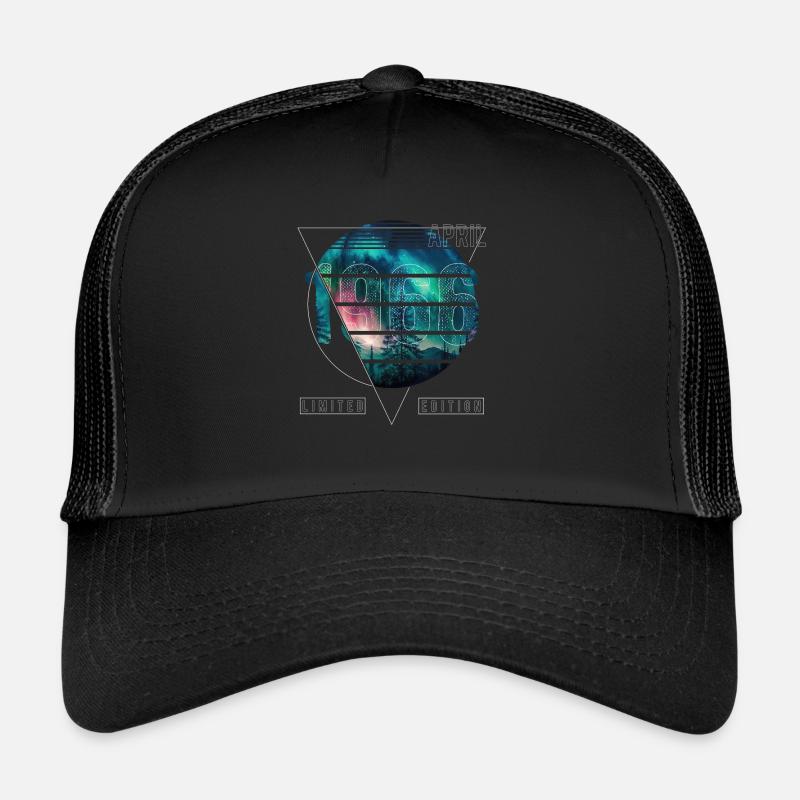 Limited Edition 1966 April Geburtstag Polarlicht - Trucker Cap - Schwarz/Schwarz