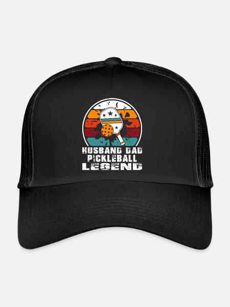 Husband Dad Pickleball legend - Trucker Cap - black/black - Front