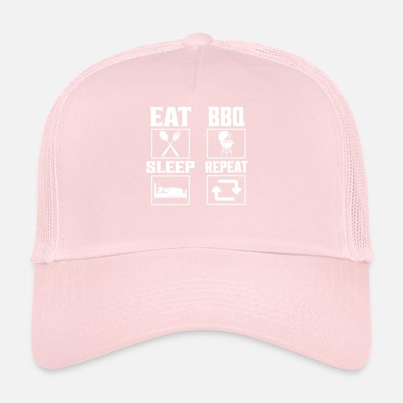 Eat Sleep BBQ Repeat Grilling Barbecue Smoker Trucker Cap