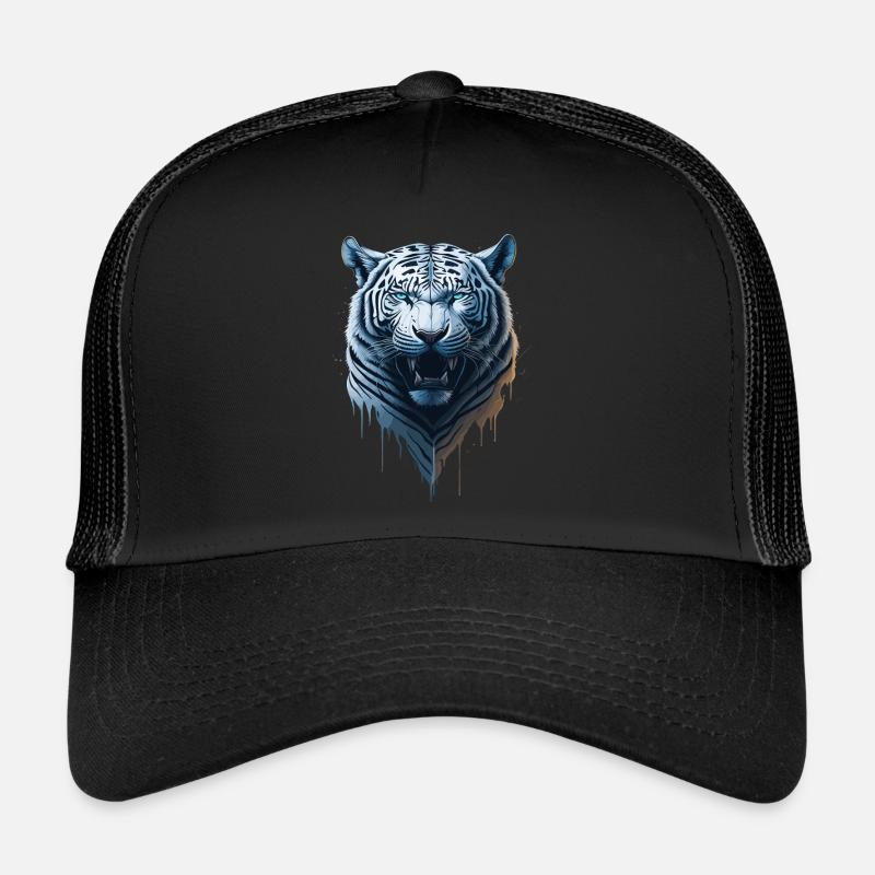 WILDES WHITE TIGER DESIGN - Trucker Cap - Schwarz/Schwarz