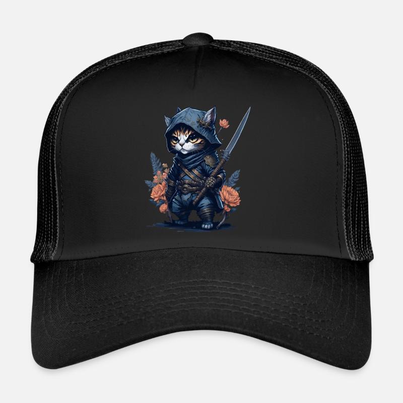 Préparez-vous à l’action avec le chat ninja - Casquette trucker - noir/noir