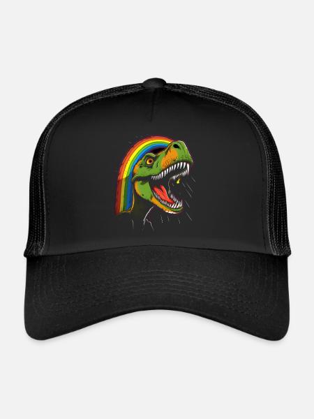 Tyrannosaure arc-en-ciel - Casquette trucker  - noir/noir - Devant