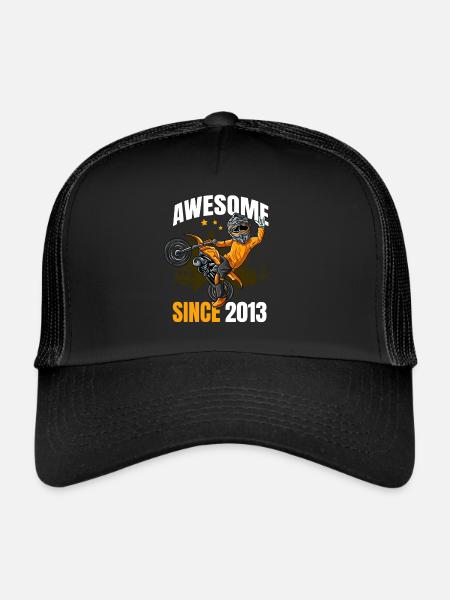 Génial depuis 2013 - 10ème anniversaire du pilote de motocross - Casquette trucker  - noir/noir - Devant