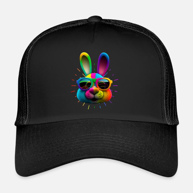 Bunny Face Cool lapin de Pâques avec lunettes Casquette trucker 