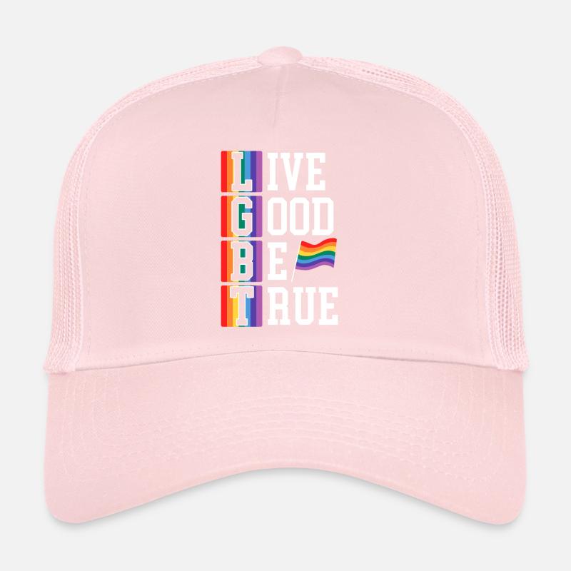 Lebe gut, sei wahr Regenbogen Pride LGBTQ Gay Pride Trucker Cap