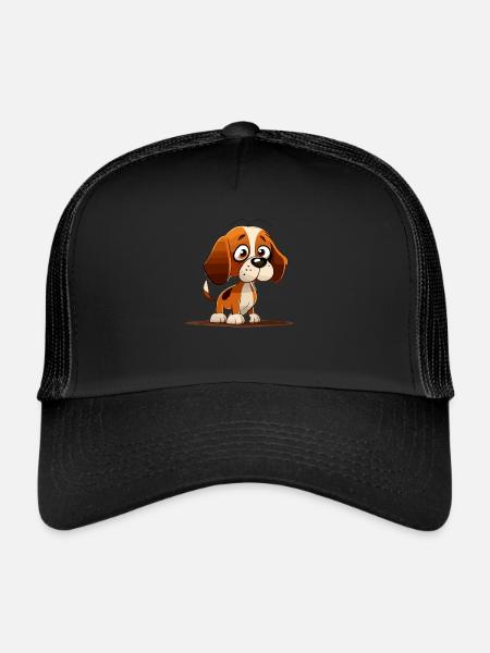 Chien dans le style comique - Casquette trucker  - noir/noir - Devant