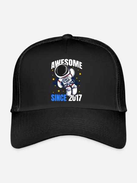 Génial depuis 2017 - 6ème anniversaire d’astronaute - Casquette trucker  - noir/noir - Devant