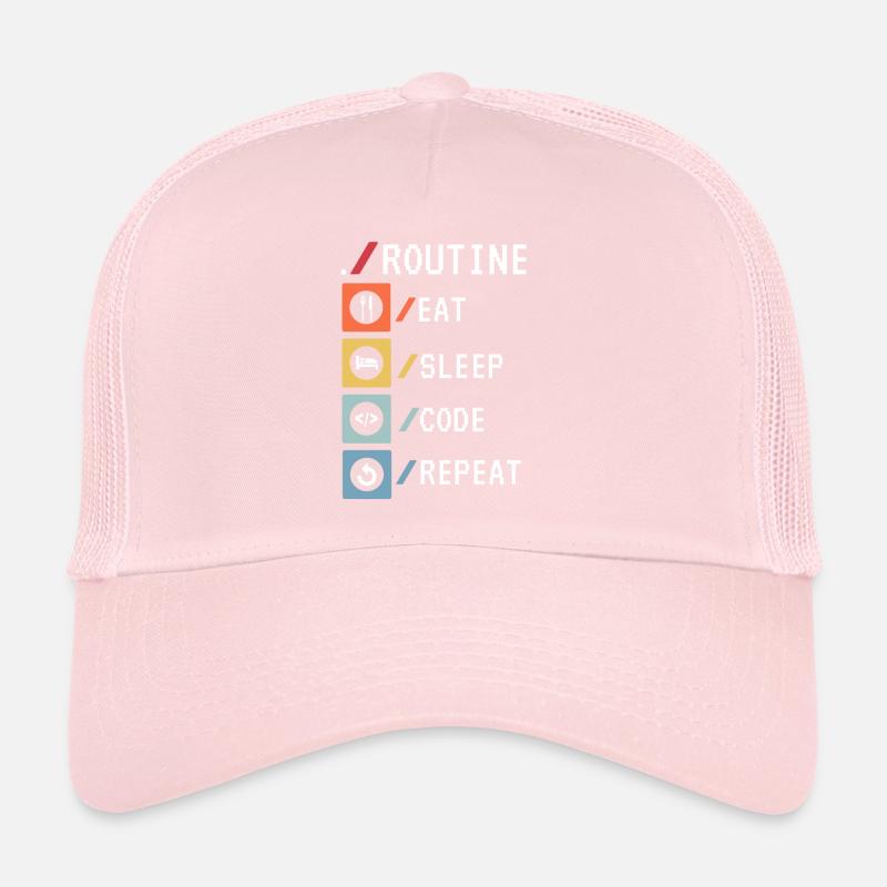 Routine Eat Sleep Code Repeat Developer Coder Casquette trucker 