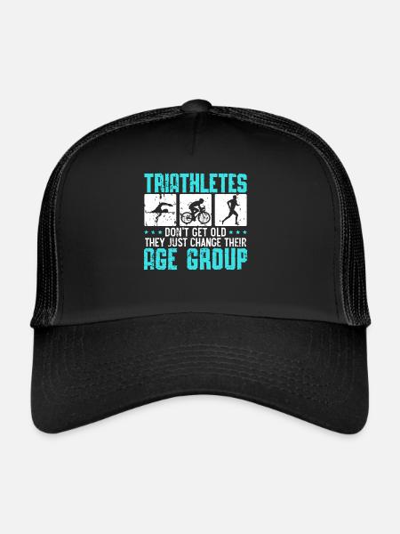 Triathlon Athlète Triathlète Natation Vélo Course - Casquette trucker  - noir/noir - Devant
