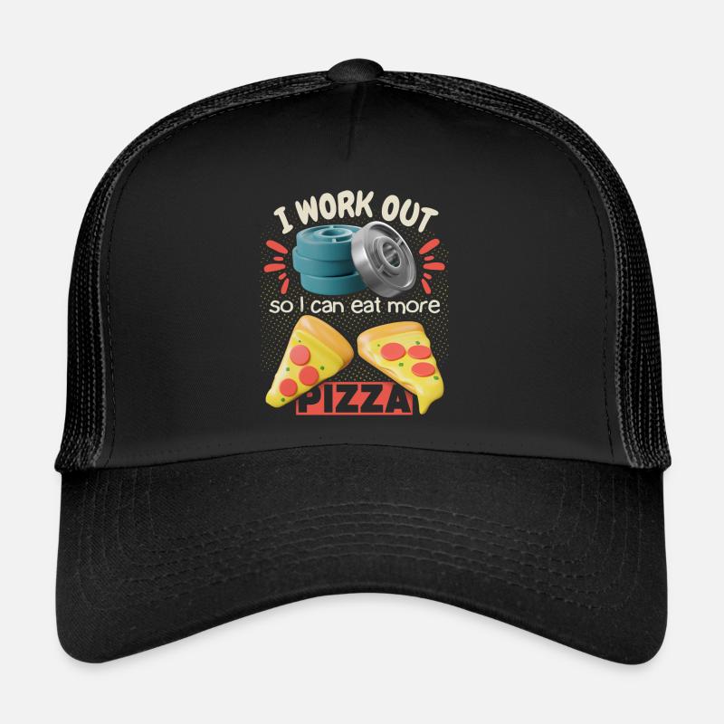 Fitness-Studio, lustiger Pizza-Spruch im 3d Stil Trucker Cap