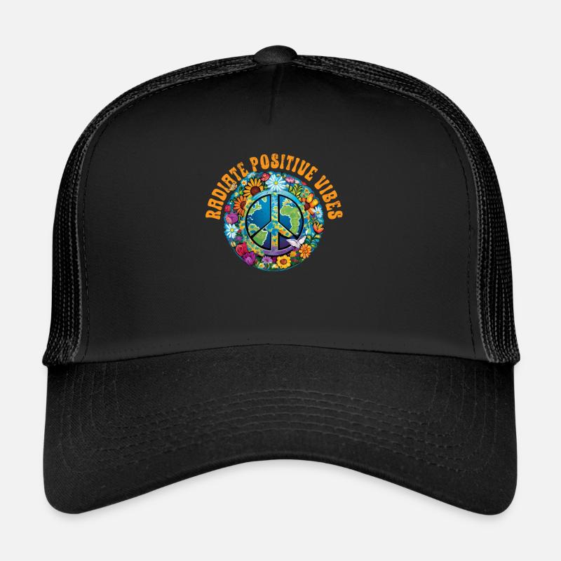 Hippie Peace Zeichen Frieden Blumen Blumenkind Trucker Cap