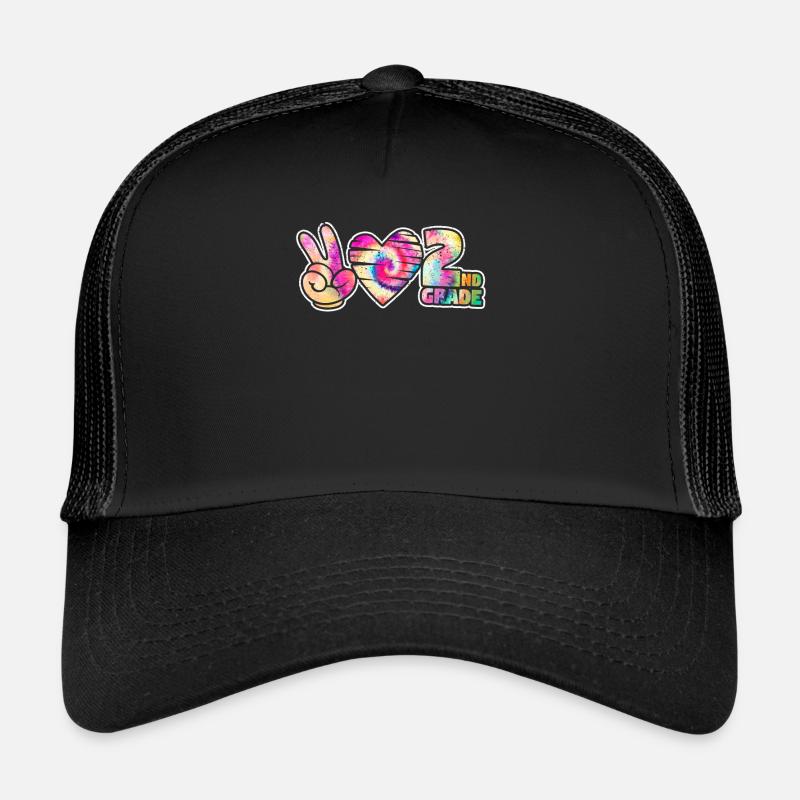 Tie-dye Peace Love Deuxième école mignonne de 2e année Casquette trucker 