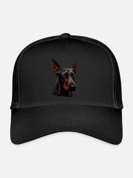 Doberman Dobermans Chien Chiens chiot Doberman - Casquette trucker  - noir/noir - Devant
