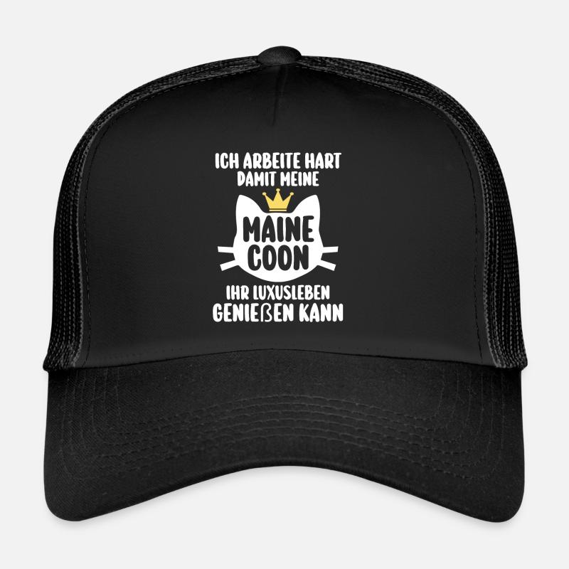 Maine Coon Katze - Trucker Cap - Schwarz/Schwarz