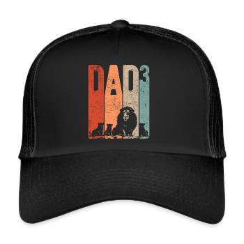 Dad Hoch 3 Papa Hoch 3 Kinder Dreifacher Papa Löwe - Trucker Cap - Schwarz/Schwarz - Vorne