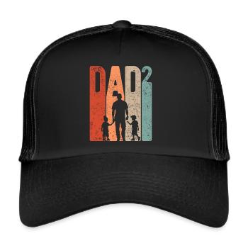Dad Hoch 2 Papa Hoch 2 Kinder Zwei Jungen Retro - Trucker Cap - Schwarz/Schwarz - Vorne