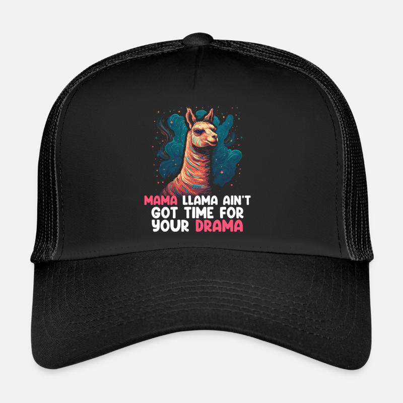 MAMA LLAMA GOT NO TIME FOR DRAMA Muttertag - Trucker Cap - Schwarz/Schwarz