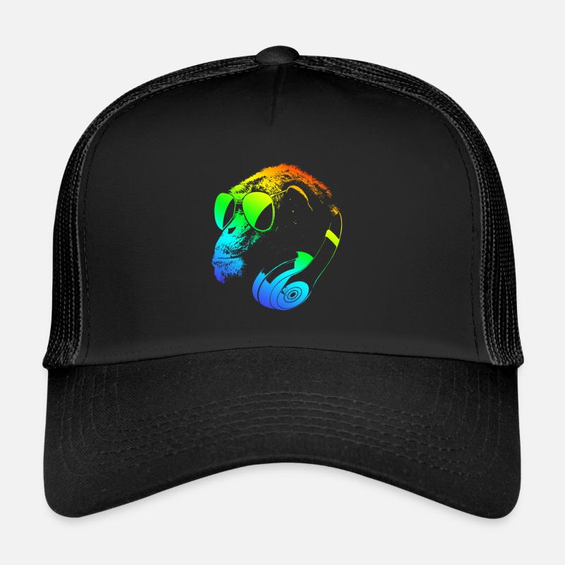 DJ Ape Gorilla Monkey Music Techno Monkey - Trucker Cap - Schwarz/Schwarz