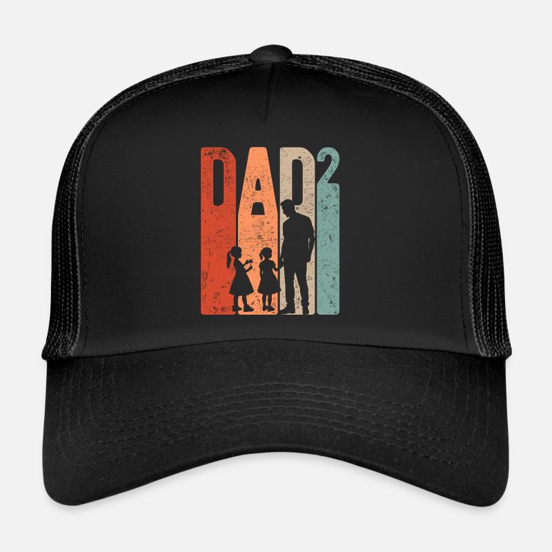 Dad Hoch 2 Papa Hoch 2 Kinder Zwei Mädchen Retro - Trucker Cap - Schwarz/Schwarz