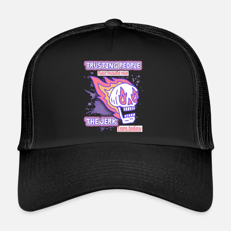 Crâne comique avec des flammes drôle de dicton Casquette trucker 