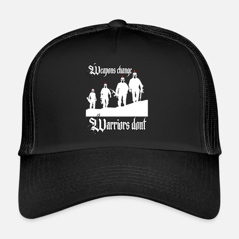 Weapons change, warriors, not soldiers, Sparta Trucker Cap